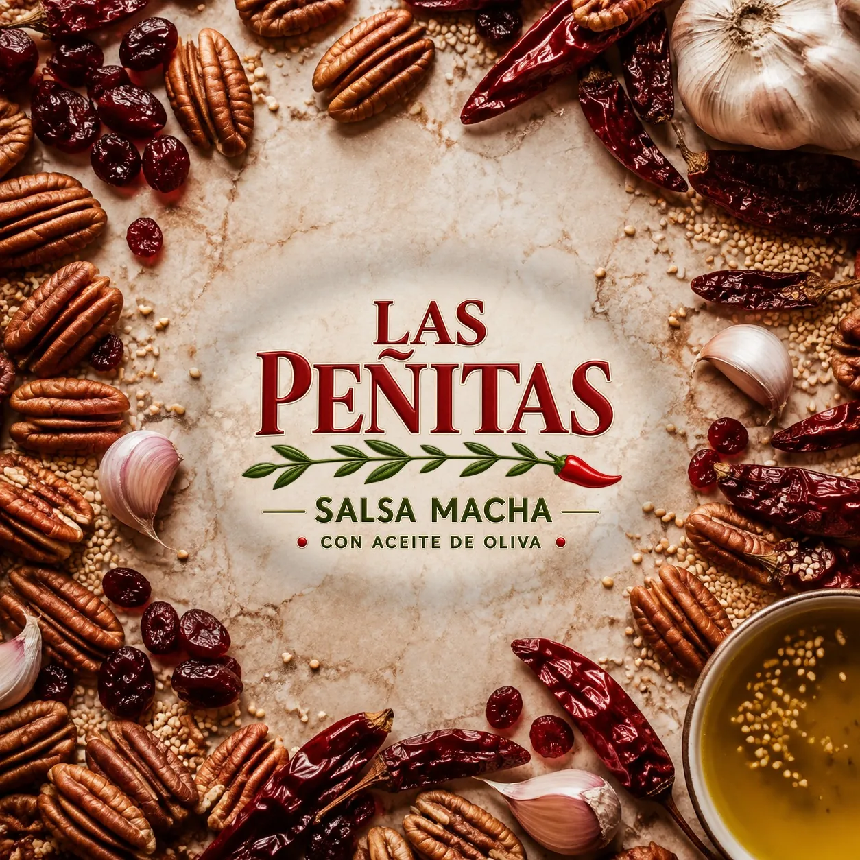 Portada de la salsa macha con arándano y nuez pecana